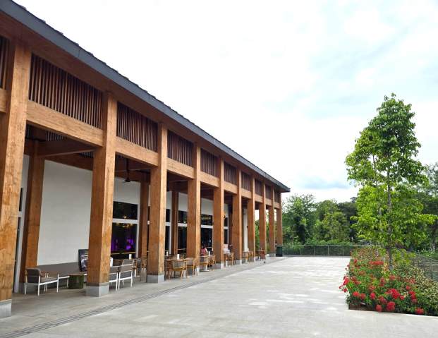 Edible gardens and timber visitor centre with a farm to table restaurant