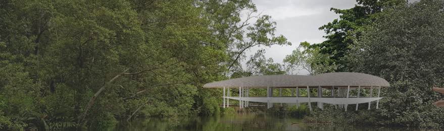 Viewing pavilion in the mangrove river